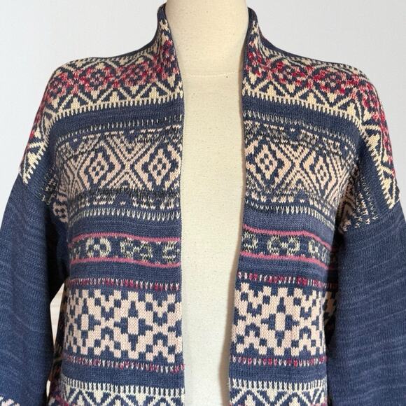 Chaps by Ralph Lauren Tribal Blanket Cardigan Sweater Sz L Womens Cotton Blend - Picture 5 of 11